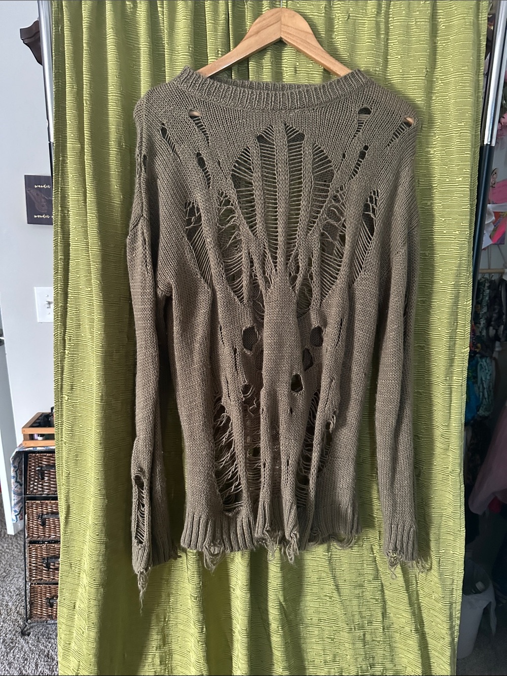 Distressed Knit Sweater - Taupe
